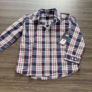 U.S. Polo Assn. Kids Plaid Shirt - Navy and Red